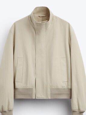 ZARA funnel neck khaki bomber jacket